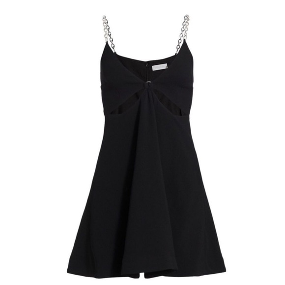 Jonathan Simkhai Ellis Crystal Strap Cut Out Mini Dress Size 4 Black/Silver - Picture 6 of 16